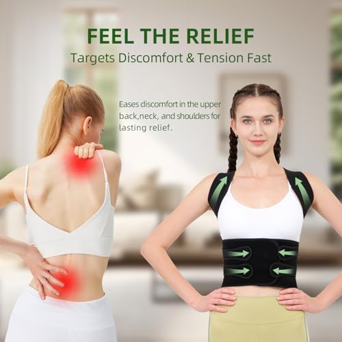 Posture Corrector for Women and Men Upper Pain Relief, Black, XL