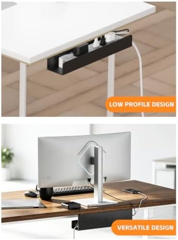 Bracwiser Under Desk Cable Management Tray, 16 inch Metal Cable Management Under Desk, Cable Tray Holder with Wire Management, Cord Organizer, Wire Tamer for Office and Home, Black, S74
