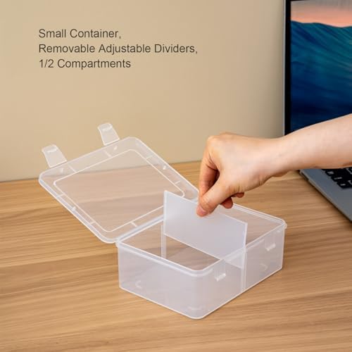 Vidifor Multipurpose Small deep Container, Removable Adjustable Dividers, 1/2 Compartments, Stackable Desk Organizer for Office, Crafts, Battery or School Supplies, Dorm Container (2)