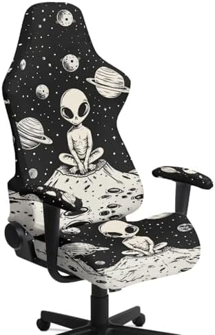 Gaming Chair Cover Stretchable Out Space Alien Computer Desk Chair Cover with Armrest Covers,4Pc/Set Soft Non Slip Office Chair Covers Slipcovers