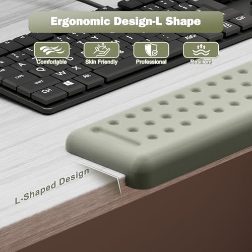 Leolee L-Shaped Desk Long Wrist Rest Elbow 60CM, Grey Arm Rest for Desk