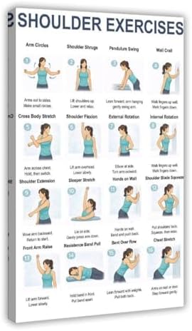 Shoulder Exercises Upper Body Mobility And Posture Workout Chart Neck And Arm Exercise Canvas Poster Wall Art for Living Room Bedroom Decor Frame 16x24inch