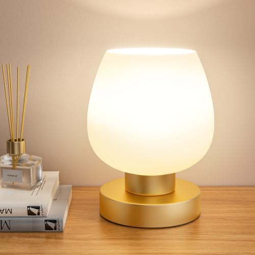 Seealle Small Touch Table Lamp for Nightstand, 3 Way Dimmable Bedside Lamp