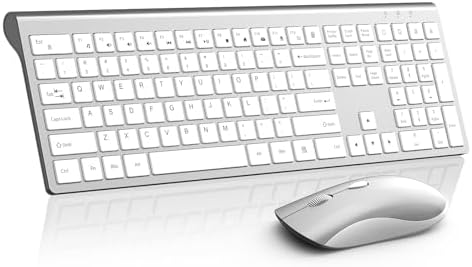 Slim Silent Full Size Wireless Keyboard Mouse ComboWhite