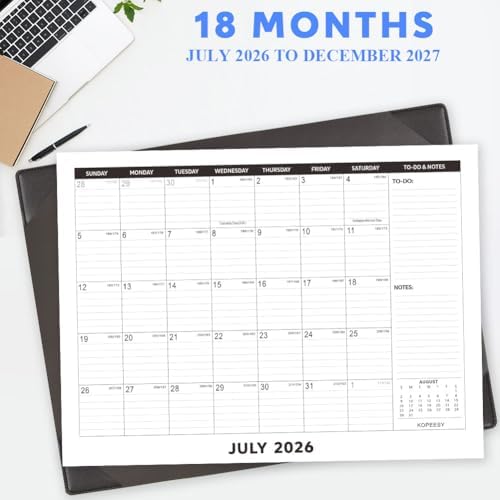 Desk Calendar 2026-2027 with Protective Mat 22" x 17"