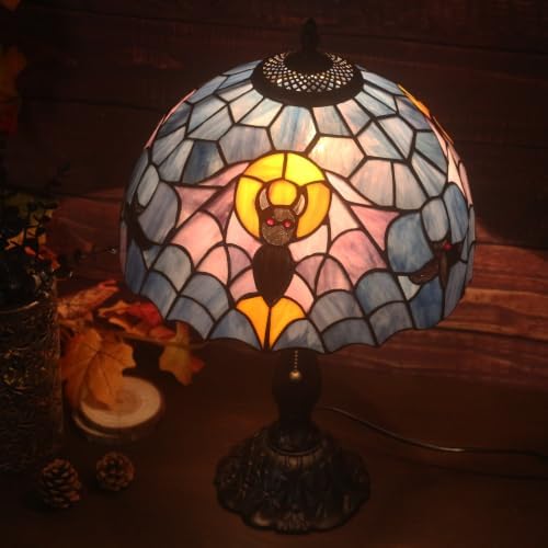 Tiffany Style Table Lamp,Gothic Bat Desk Lamp,Stained Glass lamp