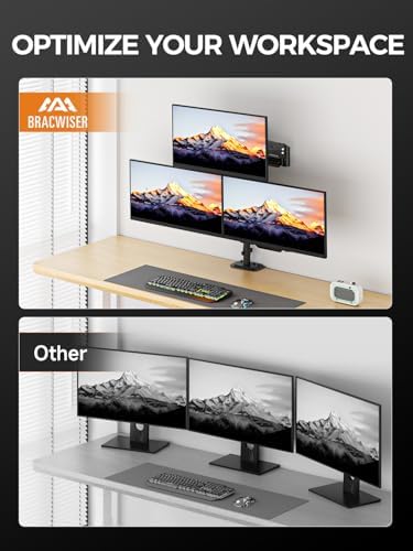 Bracwiser Triple Monitor Mount for Max 34" Screens, up to 24.25lbs Each, Full Adjustable 3 Monitor Desk Stand, Three Gas Spring Arm with Tilt Swivel Rotation, VESA 75x75/100x100mm, Black, MDX883B