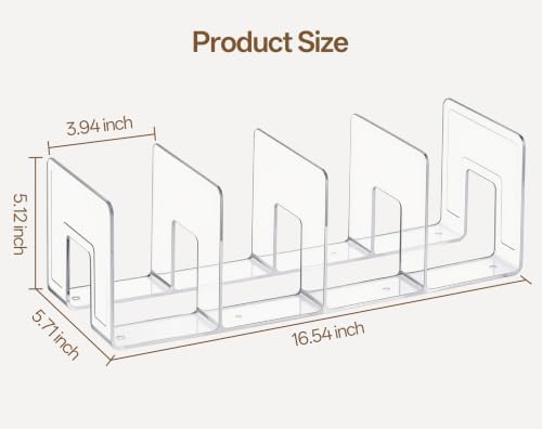 HBlife Widened 3.94 Inch Clear Acrylic Kids Shoe Rack for Closet Organizers and Storage, Small Shoe Rack 4 Sections Toddler Baby Shoe Storage Organizer Shelf, Desk File Book Purse Organizer (2 Pack)