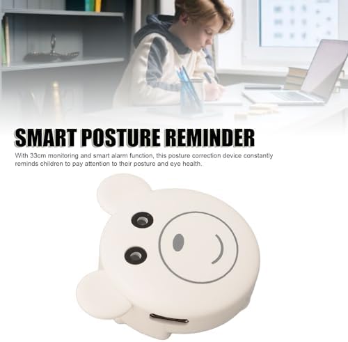 Smart Posture Reminder, Kids Sitting Posture Monitor Monitoring Intelligent Alarm Trainer with Clip for Tablets, Smartphones, Laptops (White)