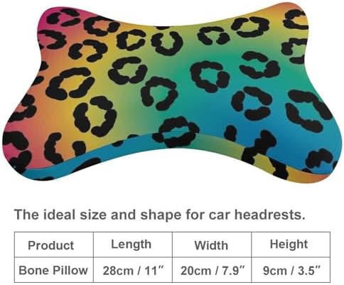 2 Pcs Car Neck Support Pillow Rainbow Cheetah Leopard Print Multi Use Memory Foam Cushion for Driving Travel Home Office Reading
