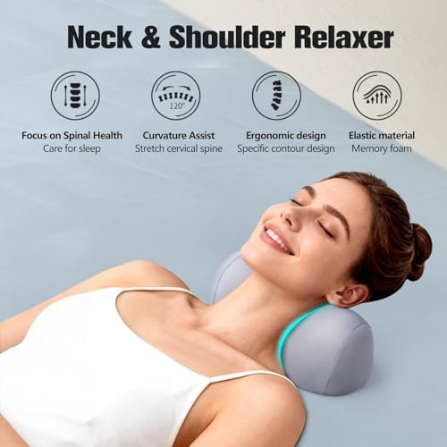 COMFYTHERA Small Neck Stretcher Pillow for Pain Relief, Soft Cervical Traction Device Neck Mild Support Pillow Memory Foam Cervical Neck Orthopedic Pillow for Tension Muscle Relax Relief (Grey)