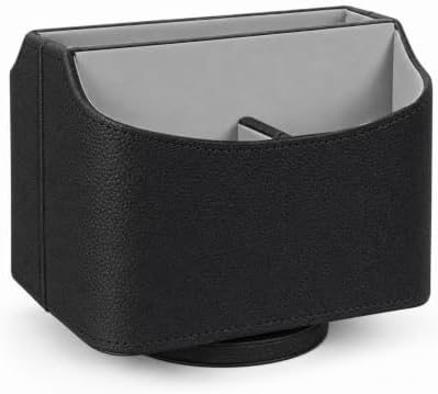 UnionBasic Rotating Desk Organizer, 360 Desk Spinning Caddy, Desktop TV Guide/Mail/Media/Remote Controller Holder Organizer,Fishskin Black