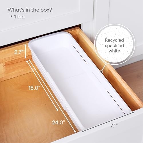 YouCopia DrawerFit® Sliding Drawer Bin, Expandable and Adjustable Kitchen Storage Organizer, Speckled White (Pack of 6)