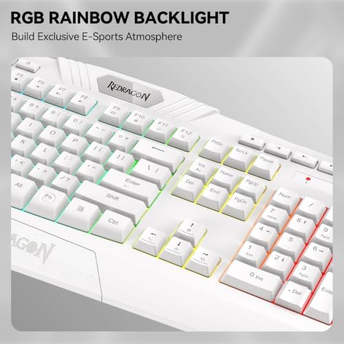 Redragon S101M-WS Gaming Keyboard and Mouse Wireless with 3-Mode (White)