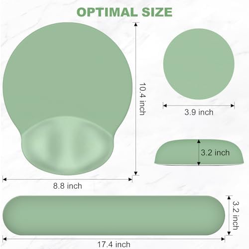 AIMSA Mouse Pad with Wrist Rest Support, Keyboard Wrist Rest Set, Ergonomic Memory Foam Mousepad for Computer Keyboard, Easy Typing and Pain Relief, Green