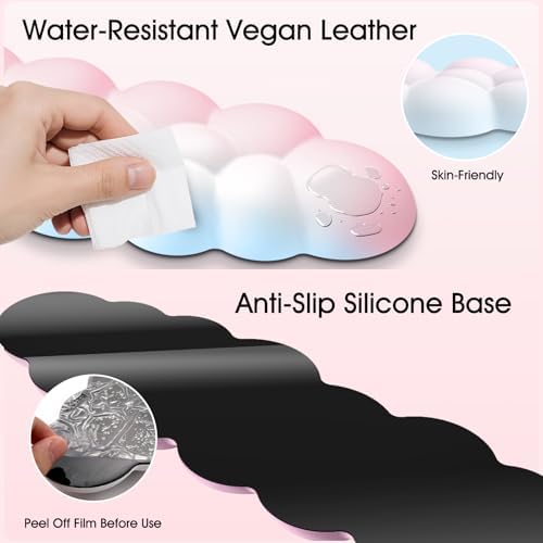 Sushret Cloud Wrist Rest for Computer Keyboard and Mouse Pad Set, Rainbow