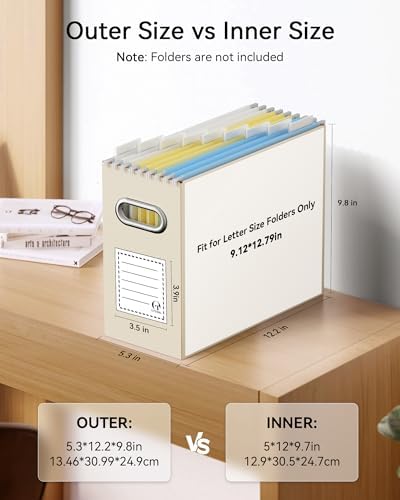 Oterri Portable Collapsible Cardboard File Box with Handle for Letter- Beige+Light Pink 2 Packs