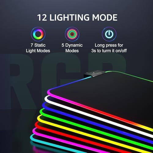 KTRIO RGB Large Gaming Mouse Pad, 31.5 x 11.8 in, RGB Black, XL