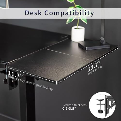 VIVO White Clamp-on 24 x 12 in Desk Extender, DESK-EXT24W