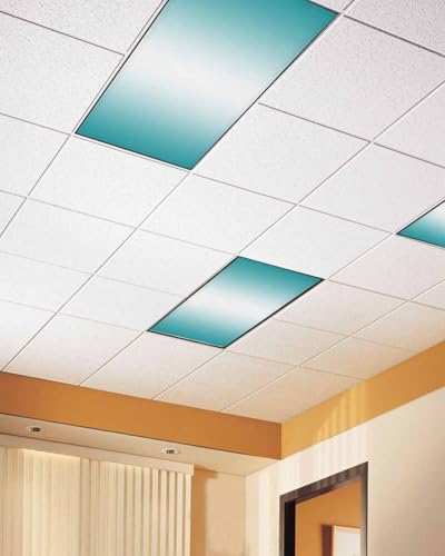 Turquoise Magnetic Fluorescent Light Covers for Ceiling Lights 2 x 4 Feet,Gradient Contemporary Geometric Stripes Office Classroom Kitchen Drop Ceiling Light Covers Lighting Filters Shade 4 Packs