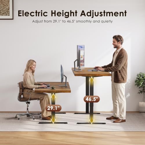 OffiGo 79" Executive Electric Standing Desk Height Adjustable, Rustic Brown