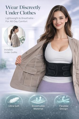Posture Corrector for Men and Women – Dual-Zone Elastic Design with Adjustable Straps, Helps Improve Posture and Relieve Back Discomfort, Comfortable for Office Wear (Black, Medium)