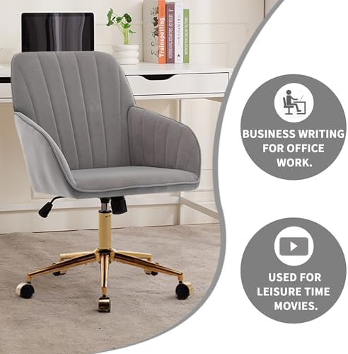 Home Office Desk Chair with Gold Metal Base and Memory Foam Cushion