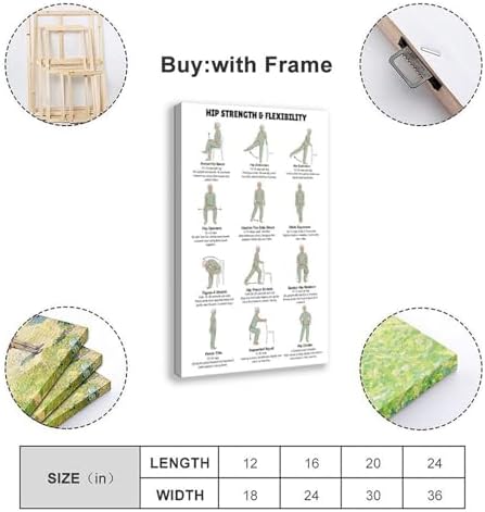 Hips Exercises for Seniors Hip Strength And Flexibility Workout Chair And Standing Mobility Routine Canvas Poster Bedroom Decor Room Decor Frame 12x18inch