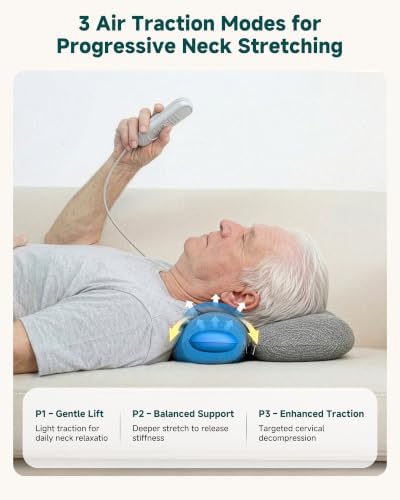 Snailax Cordless Cervical Neck Massager Pillow with Gentle Heat, Grey