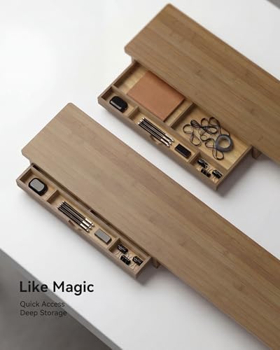 42” Monitor Stand with Large Drawer Keyboard Storage,Dark Bamboo