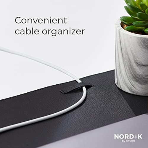 Nordik Leather Desk Mat - Cork Pebble Black - Leather Desk Pad 35x17 in