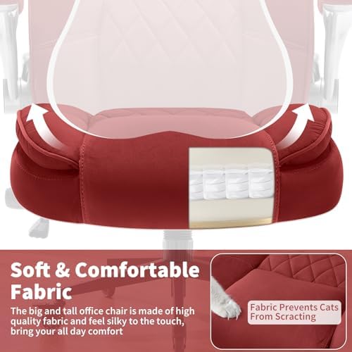 Fabric High Back Office Chair, Thick Padded Ergonomic Computer Desk Chair