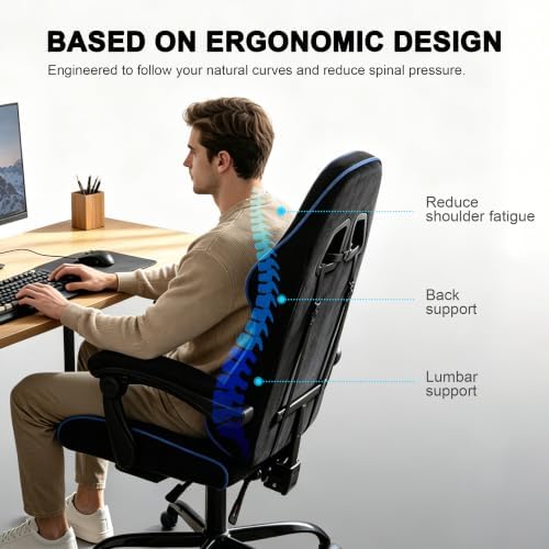 Fabric Gaming Chair for Adults, Comfortable Office Chair with Footrest