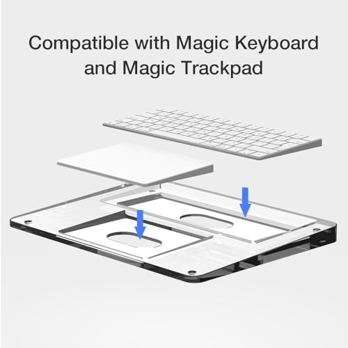 Transparent Stand and Trackpad Tray for Apple Magic Keyboard/Magic Trackpad, Ergonomic Keyboard Wrist Rest Holder Compatible with Magic Keyboard Without Numeric Keypad (Devices Not Included)
