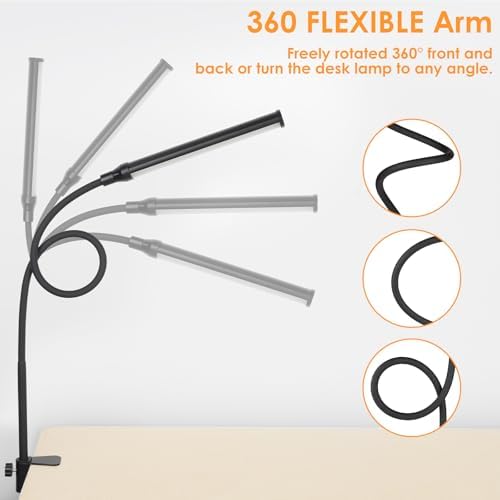 ShineTech LED Desk Lamp with Clamp,Clip On Desk Lamp for Home Office