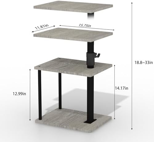 Faesun Swivel Side Table for Couch Arm, Adjustable C End Table for Recliner or Bed, Tv Trays with Storage Shelf for Small Spaces Small Nightstand Table for Living Room, Bedroom，2pc