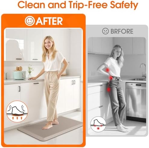 Kitchen Mat for Floor, Anti-Fatigue Mat Kitchen Rug, 17.3"x28"x0.5'', Khaki