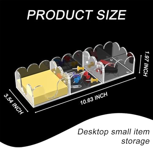 YAGELI Magnetic 3-in-1 Acrylic Sticky Note Holder Dispenser | Modern Desktop Organizer for 3x3 Post It Notes & Memo Pads with Non-Slip Base | for Productive Workspace at Office, Home or School | Clear