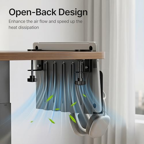 Under Desk Storage Organizer, Laptop Holder for 0.4"-2.2" Desk Edge, Black