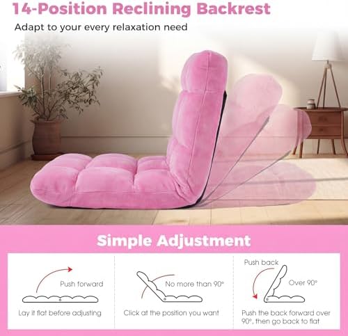 COSTWAY Floor Chair, 14 Positions Adjustable Floor Gaming Chair