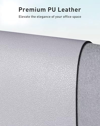 Aothia Faux Leather Desk Mat - Large Mouse Pad, Non-Slip PU Leather Blotter, Waterproof Writing Surface for Office and Home (Smoky Lavender, 63" x 17")