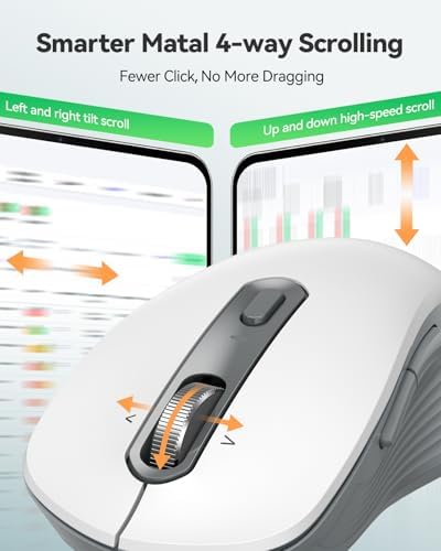 TECKNET Rechargeable Wireless Bluetooth Mouse with 4-Way Wheel, 3-Device