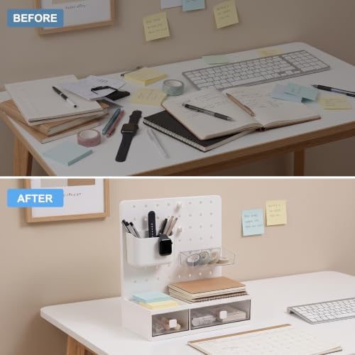 Comix Desk Organizer with Drawers, for Office Dorm Home, White