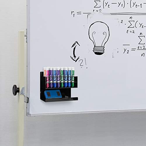 MyGift Black Acrylic Dry Erase Marker Holder, 16 Slot Wall Rack