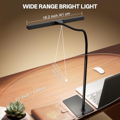 Kary LED Desk Lamp for Home Office, Flexible Gooseneck Task Light Tall 12W