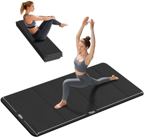 PAIDU Foldable Yoga Mat 10MM Thick 75‘’x40‘“ Quick Fold Easy Storage