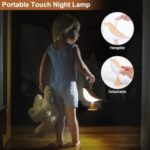 VoMii Bird Desk Lamp, Small Table Lamp Cordless Touch Dimmable Night Light with 3 Color Temperature, Rechargeable Decorative Lamps for Bedroom Bedside Nightstand, Desk Decor, Bird Gifts