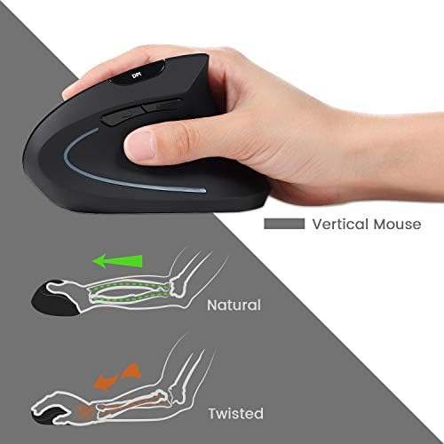 Perixx Periduo-605, Wireless Ergonomic Split Keyboard and Vertical Mouse Combo, Adjustable Palm Rest and Membrane Low Profile Keys, Black, US English Layout (11633)