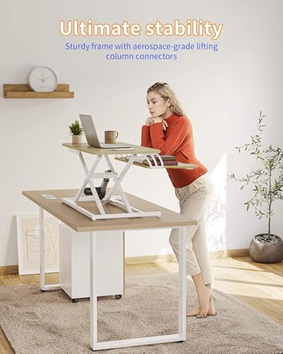 YIHAYO 32" Electric Standing Desk Converter, Adjustable Desk Riser, Black