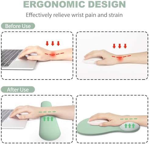 Ergonomic Mouse Pad with Wrist Rest and Keyboard Wrist Rest, Gel Mousepad